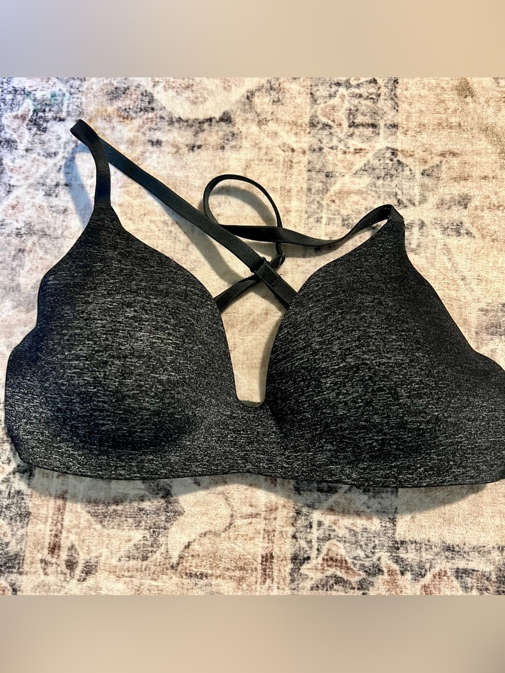 Victoria's Secret Wireless Black Heathered Molded Cup Bra